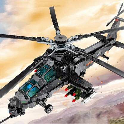 SEMBO 732 SZTUK Wojskowy śmigłowiec Z-10 Model Klocki Miasto SWAT Uzbrojony samolot Gunship Klocki Zabawki dla chłopców Prezenty urodzinowe