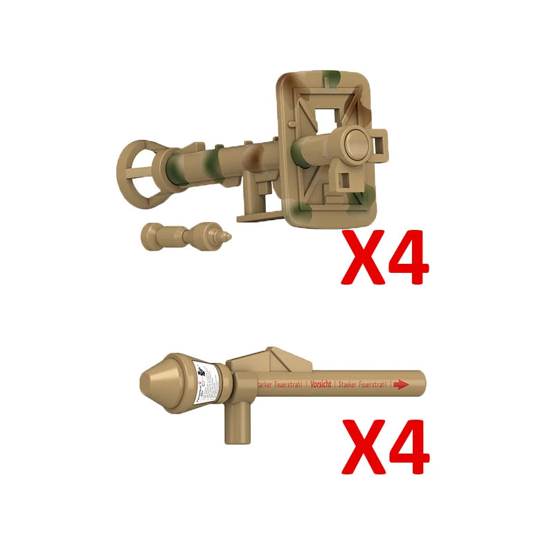 WW2 Military German Weapon Building Blocks Soliders Action Figures Anti Tank Rocket Launch Iron Fist 60 MOC Toys Bricks N6001
