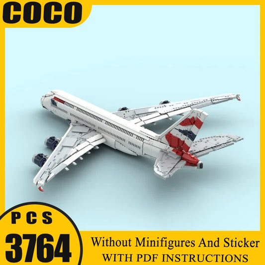 Jet plane Moc Building Block British Airways Airbus A380 Technology Modular Bricks Model  Gifts Christmas Toys DIY Sets Assembly