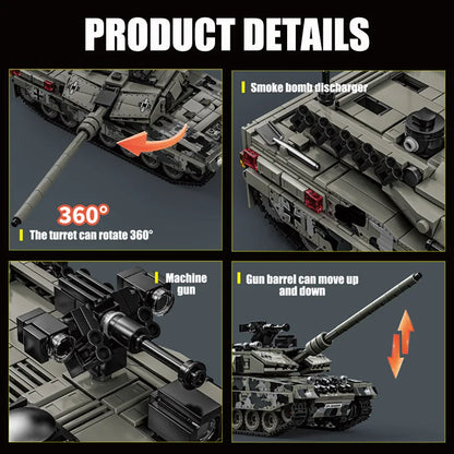 Military WW2 MOC Leopard 2A7 Army Main Battle Tank Soldiers Building Blocks Bricks M1 T90M Tank Set For Children Boys Gifts - CADA BRICKS®