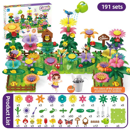 Building Blocks Flower Bouquet Girls Diy Garden Constructor Brick Playset Plant Growing Floral Assembly Educational Stacking Toy