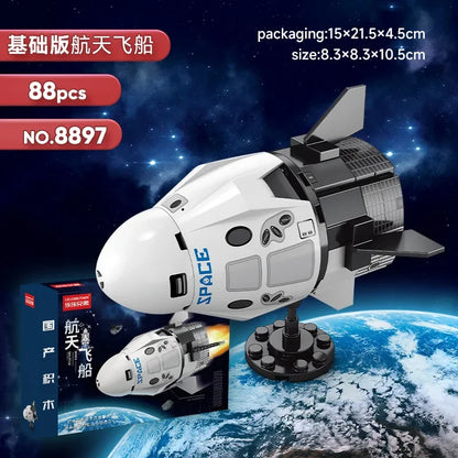 Mini Aviation Manned Rocket Model Building Blocks Space Aerospace Station Bricks City Construction Toys for Children