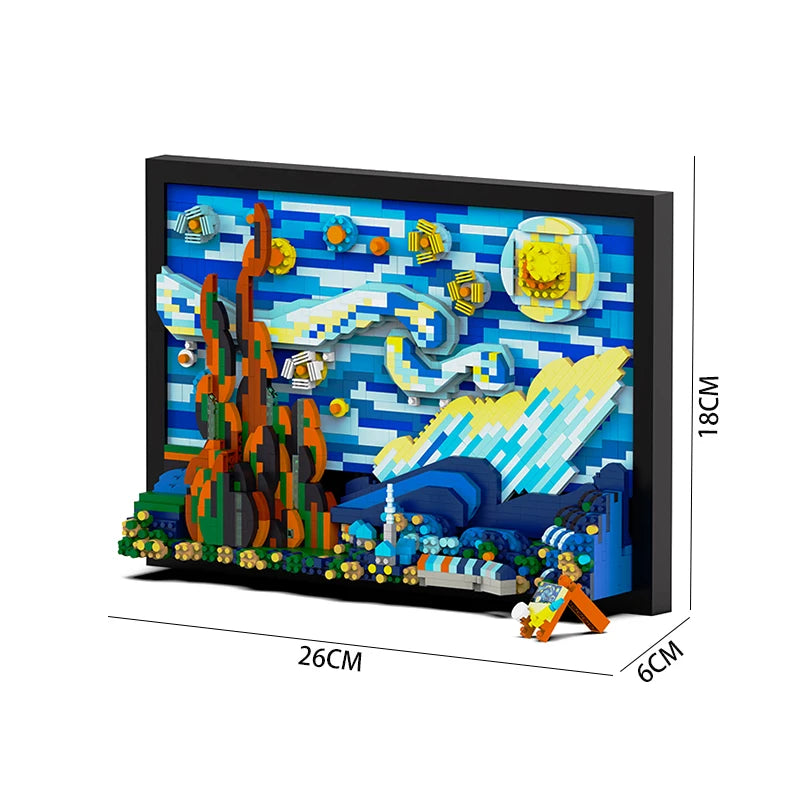 1731pcs 3D Oil Painting Building Blocks, Famous Art DIY Photo Frame for Home Decorations Adult & Kids Assembled Toys Gift