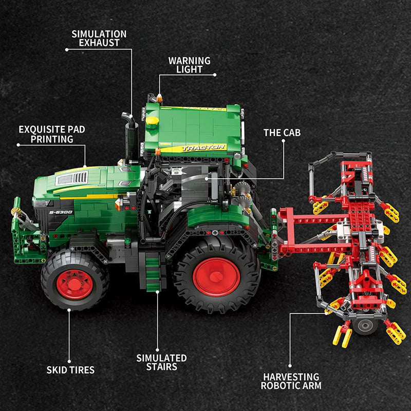 1828PCS Agricultural Tractor Building Blocks Rc APP Remote Control Engineering Car Model Bricks DIY Toys Gifts For Boys Kids - CADA BRICKS®