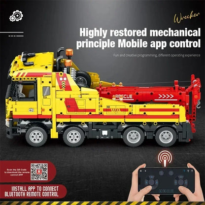 1910PCS Wrecker TECHNICAL RC Car Building Blocks Rescue Truck STEM Engineering Remote Control Car Model Bricks Kids Toys Gifts