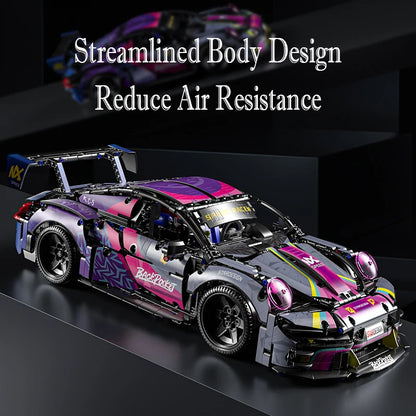 Zestaw klocków RSR Racing Car, 1700 elementów – model samochodu sportowego DIY, certyfikat CE, kompatybilny z Lego, prezent unisex dla dorosłych i nastolatków