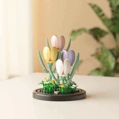 DIY MOC Flower Arrangement Dust Cover Tulip Rose Sunflower Plants Succulents Gardens Building Blocks Model Kids Sets Kits Toys - CADA BRICKS®