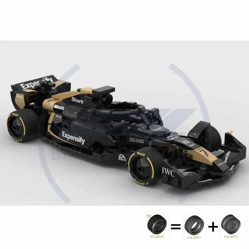 MOC-223044 KICK SAUBER APXGP F1 Racing Building Blocks – 314PCS Checkered Car with Stickers