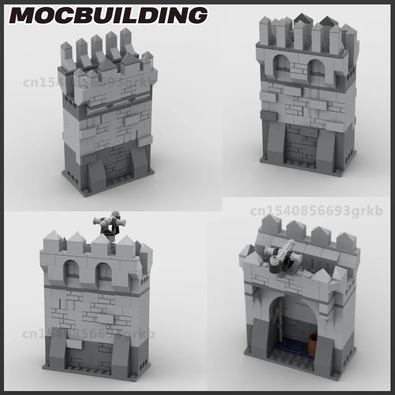 MOC Klocki do budowy średniowiecznego zamku, wieży, bramy, fortecy, kolekcja prezentów świątecznych DIY, klocki do samodzielnego montażu, zabawki dla dzieci