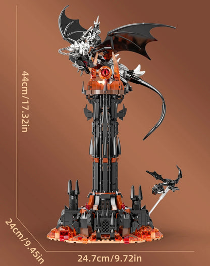 Pierścienie filmowe Moc-Lord Model The Fell Beast Magiczna wieża Klocki Forteca Zamek Kreatywne klocki do złożenia Zabawki Prezent dla Ki