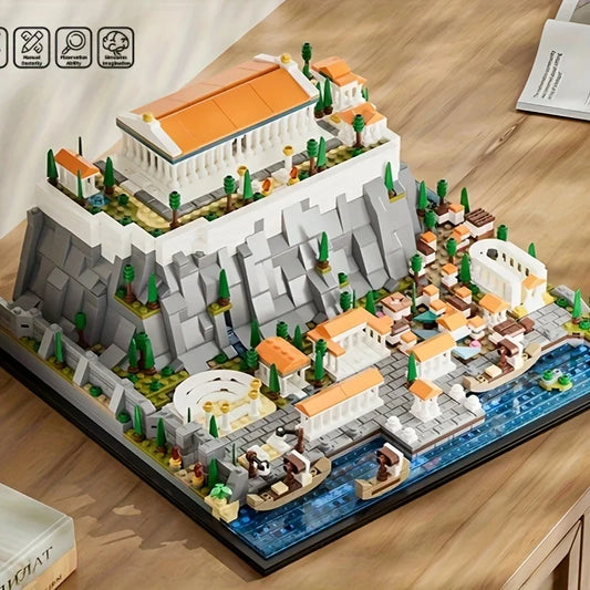 Architectural landmark Acropolis Castle building blocks toys, display models home decoration gifts, desktop decoration 1752PCS