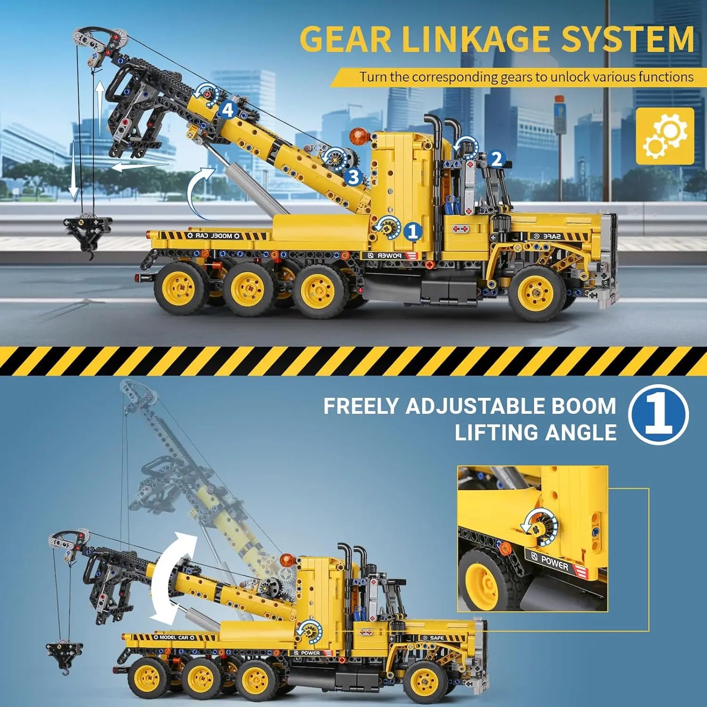 MOULD KING 17011 Technical MOC-43434 Tow Truck Building Blocks City Engeineering Trailer Crane Car Toys Christmas Gifts