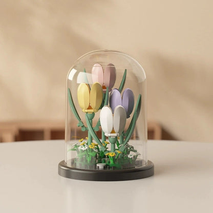 DIY MOC Flower Arrangement Dust Cover Tulip Rose Sunflower Plants Succulents Gardens Building Blocks Model Kids Sets Kits Toys - CADA BRICKS®