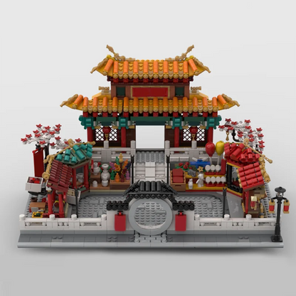 1932pcs MOC Chinese New Year Series Temple Modular Classic Architecture DIY Model Building Blocks Birthday Toys Gift