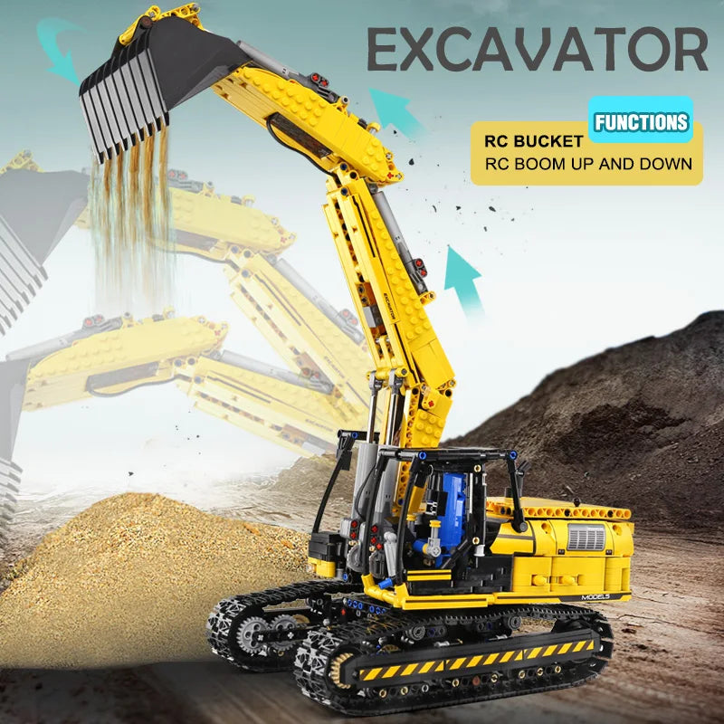 MOULD KING 13112 Technical Car Toys The MOC-2513 APP&RC Motorized Excavator Model Building Blocks Bricks Kids Christmas Gift
