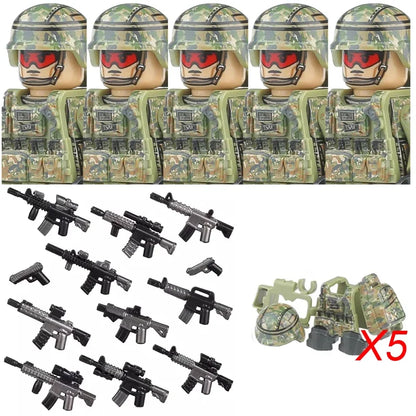 Military Army Figures Building Blocks SWAT Ghost Commando Special Forces Soldier Weapons Gun Hat Shield Belt AK Mini Bricks Toy - CADA BRICKS®