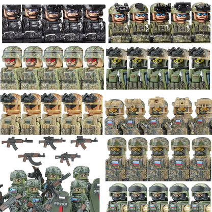Military Army Figures Building Blocks SWAT Ghost Commando Special Forces Soldier Weapons Gun Hat Shield Belt AK Mini Bricks Toy - CADA BRICKS®