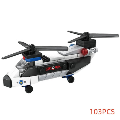 Super Police City Samolot Dwuwirnikowy Śmigłowiec Słynny Samochód SWAT Klocki DIY MOC Klasyczne Klocki Modelarskie dla Dzieci Zestawy