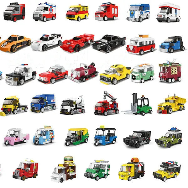 DIY Samochód wyścigowy Autobus Pojazd inżynieryjny Karetka Model z napędem pull-back Klocki Klocki Zabawki dla dzieci Chłopcy Kompatybilne z Lego