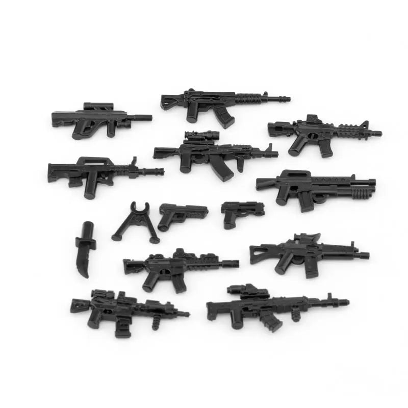 Military Weapons Guns Mortar Special Forces Police SWAT Gangster Jeeps Off-Road Armored Vehicle Model Soldier Building Block Toy