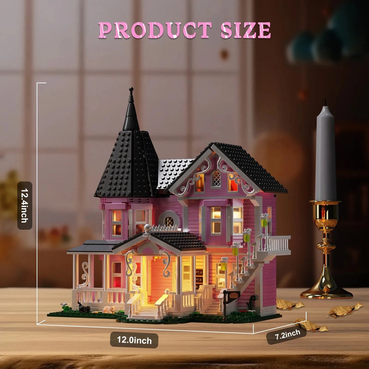 Zestaw klocków Coralines 1349 szt. Pomysły na różowy pałac, model apartamentu, filmowa zabawka architektoniczna dla chłopców i dziewcząt, prezent świąteczny
