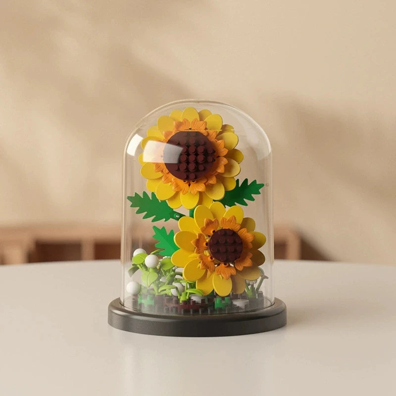 DIY MOC Flower Arrangement Dust Cover Tulip Rose Sunflower Plants Succulents Gardens Building Blocks Model Kids Sets Kits Toys - CADA BRICKS®