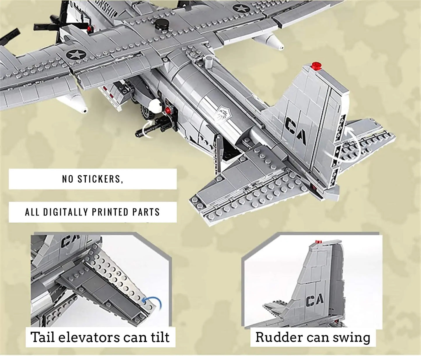 AC130 Gunship Airplane Model Kits, C130 / C 130 Hercules Military War Aircraft (1713 PCS) Planes and Jets Building Blocks Sets