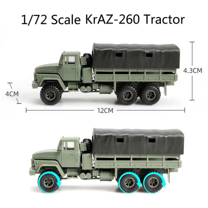 1:72 Scale Ukraine Russian KrAZ-260 Tractor Military Vehicle Truck Toy Block Car Assembly Model Building Kit DIY Army Collection