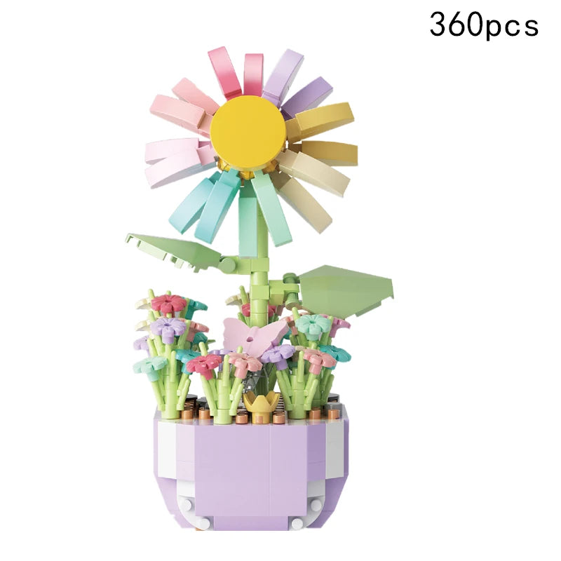 13 Styles Pretty Flower Building Blocks Rose Valentine's Lavender Peach Lily Of The Valley Tulip Bricks DIY Home Ornaments
