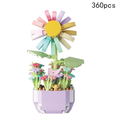 13 Styles Pretty Flower Building Blocks Rose Valentine's Lavender Peach Lily Of The Valley Tulip Bricks DIY Home Ornaments
