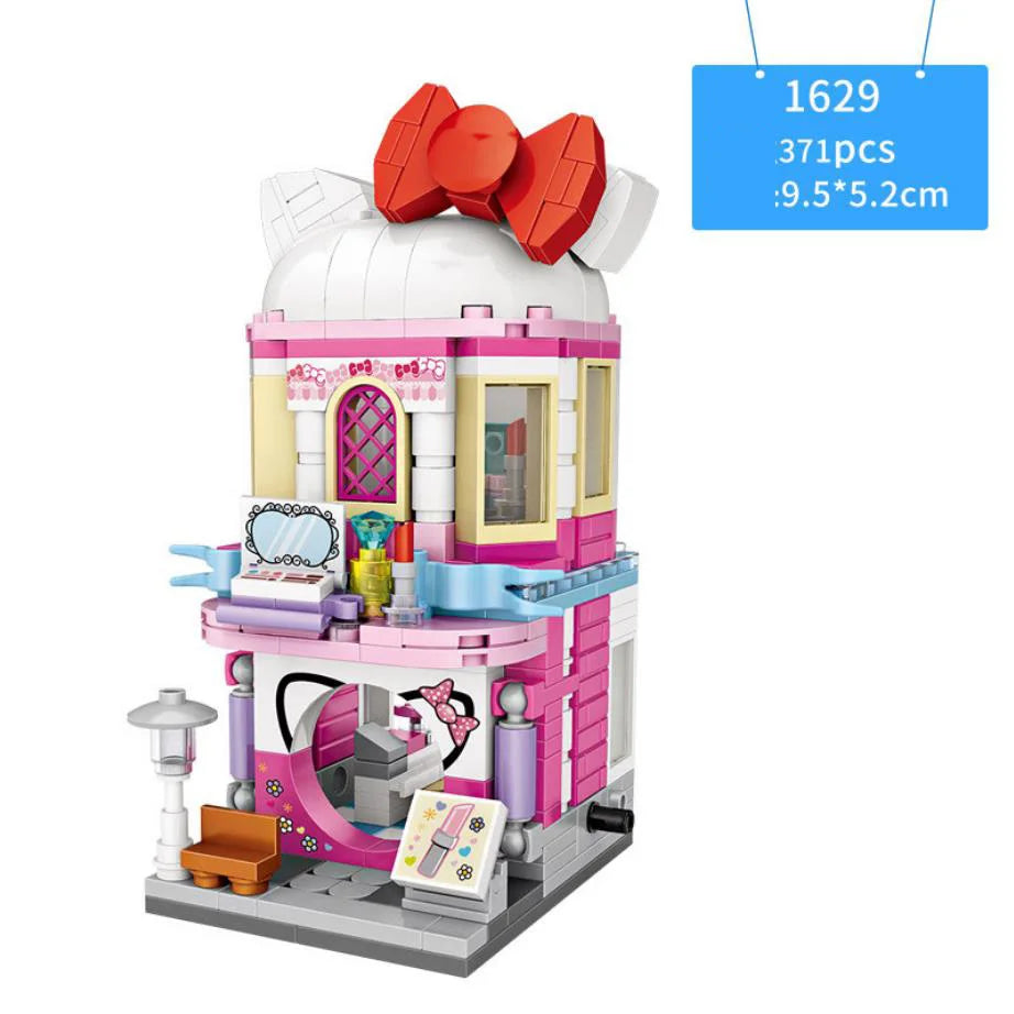 Creative Mini Block City Street View Makeup Shop Bakery Japanese Restaurant Department Store Building Bricks Toys For Gifts