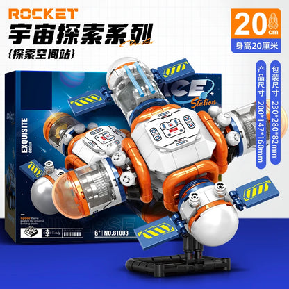Space City Building Blocks with Space Station & Manned Rocket Model Astronaut Toys for Kids Boys Girls Christmas Gifts