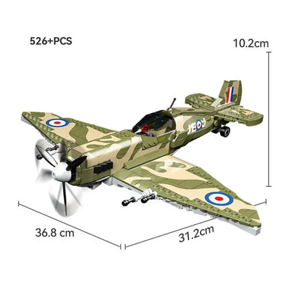 Different Types ww2 Army P47 Fighter Building Blocks Spitfire Military Soldier Pilot Figures Weapon Bricks Plane Toys for kids