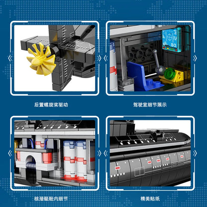 Military The Type 094 Strategic Nuclear Submarine Building Blocks Kit Classic Naval Vessels Ship War Boat Bricks Model Kids Toys - CADA BRICKS®