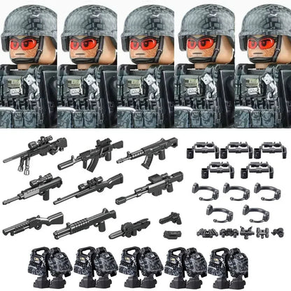 Military Army Figures Building Blocks SWAT Ghost Commando Special Forces Soldier Weapons Gun Hat Shield Belt AK Mini Bricks Toy - CADA BRICKS®