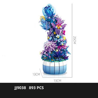 Idea Botanical Garden Building Block Rose Toy Pandora Flower Potted Plant Construction Brick Collection With Light For Girl
