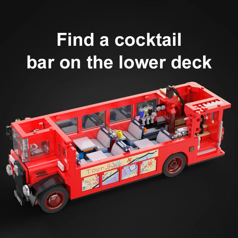 1770 Pcs Cada London Double Deck Bus Building Blocks Red Balloon Light Party City School Technical Car Bricks Toys for Kids Gift - CADA BRICKS®