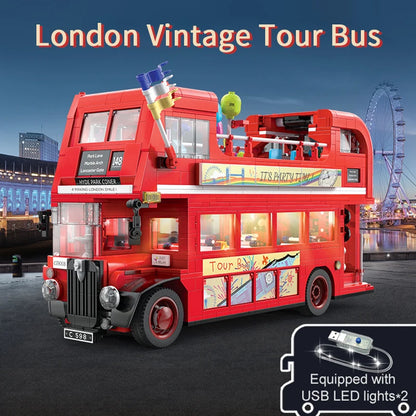 1770 Pcs Cada London Double Deck Bus Building Blocks Red Balloon Light Party City School Technical Car Bricks Toys for Kids Gift - CADA BRICKS®