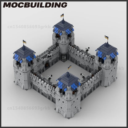 MOC Klocki do budowy średniowiecznego zamku, wieży, bramy, fortecy, kolekcja prezentów świątecznych DIY, klocki do samodzielnego montażu, zabawki dla dzieci
