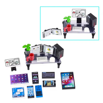 City Printed Accessories Building Blocks Computer Controller Monitor Keyboard Dashboard Mobile Phone Radio Mini Bricks Kids Toys - CADA BRICKS®