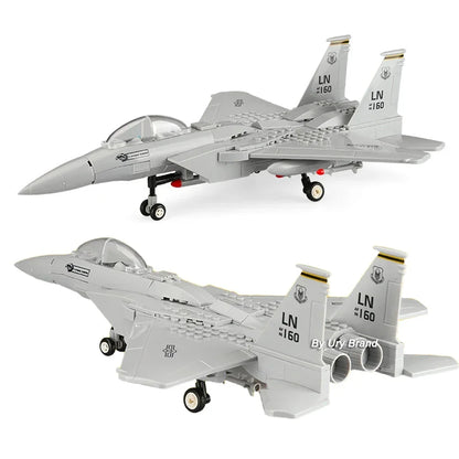WW2 Military Army Avion Plane Jet Warcraft J-15 Eagle Fighter Morden Warplane Sets Aircraft Models Building Blocks Toys for Boys