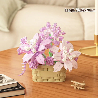 DIY MOC Flower & Tree Gardens Model Bricks - Potted Rose, Sunflower, Succulents Bonsai Girl - Targeted Kid Building Blocks Kits