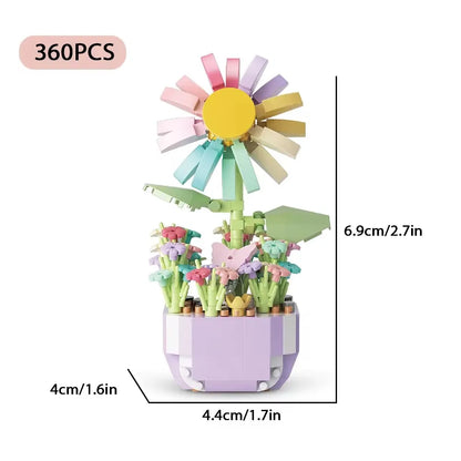 DIY Potted Plants Model Flower Succulents Building Blocks Everlasting Flower Bonsai Tree Gardens Romantic Bricks Kids Kits Toys