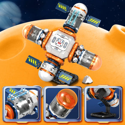Space City Building Blocks with Space Station & Manned Rocket Model Astronaut Toys for Kids Boys Girls Christmas Gifts