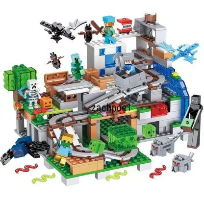 852pcs The Minecrafta Deep Dark Battle Ancient City Knight Sound Guard Village House Building Blocks For Children gifts Toys