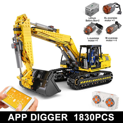 MOULD KING 13112 Technical Car Toys The MOC-2513 APP&RC Motorized Excavator Model Building Blocks Bricks Kids Christmas Gift