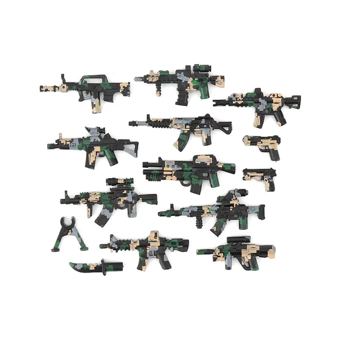 Military Weapons Guns Mortar Special Forces Police SWAT Gangster Jeeps Off-Road Armored Vehicle Model Soldier Building Block Toy