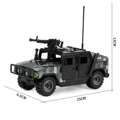 Wojskowe siły specjalne, policja SWAT, gangsterzy, broń, pistolety, moździerze, jeepy, pojazdy terenowe, opancerzone, model żołnierza, klocki budowlane