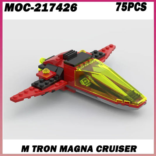 75PCS MOC-217426 Building Block Model Deep Red Abyss Fighter Jet Fantasy Series Creative Puzzle Bricks Boyfriend's Birthday Gift