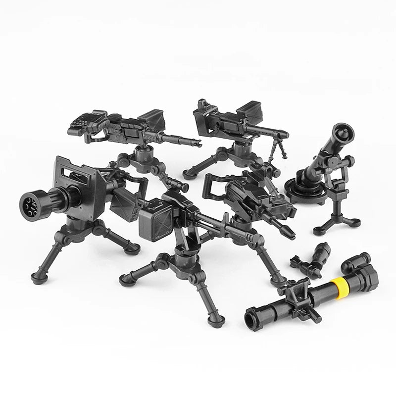 Military Weapons Guns Mortar Special Forces Police SWAT Gangster Jeeps Off-Road Armored Vehicle Model Soldier Building Block Toy